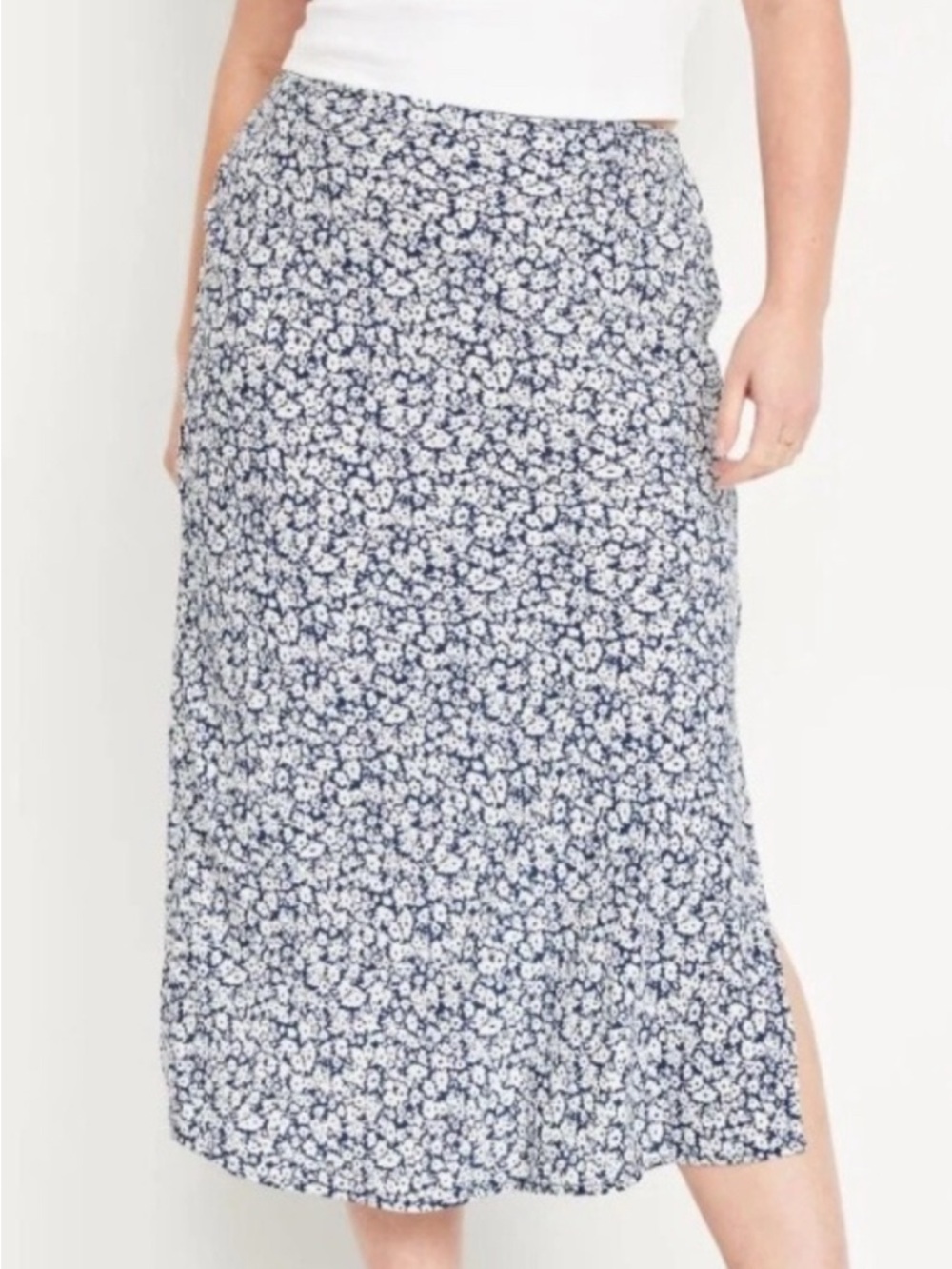 Old Navy Navy and White Floral Midi Skirt